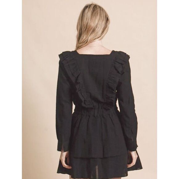 The Shirt by Rochelle Behrens Ruffled Stella Dress in Black NWT Size Small - Picture 3 of 9